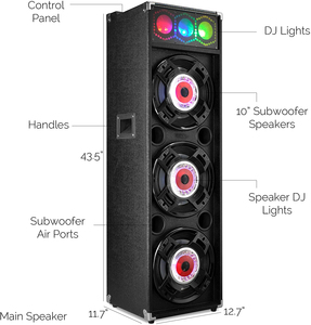 Sistema de torre de altavoz estéreo amplificado para karaoke, luces de fiesta para dj, con ranura USB/SD/MMC, Aux entrada de audio y control remoto, color azul - Product Image 4
