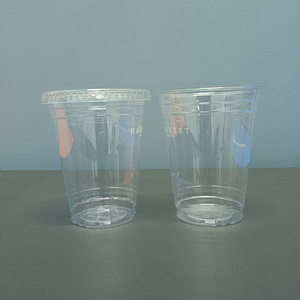 透明一次性防漏时尚坚固耐用塑料宠物杯，带定制标志印刷和平盖 - Product Image 5
