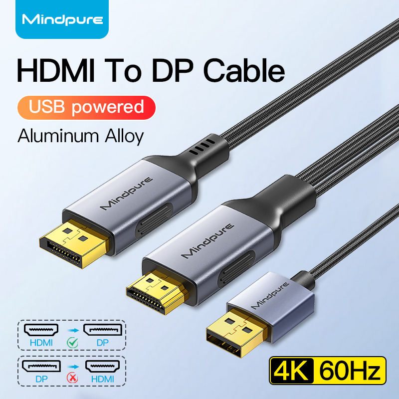 Gray-HDMI to DP male cable 4K/60Hz