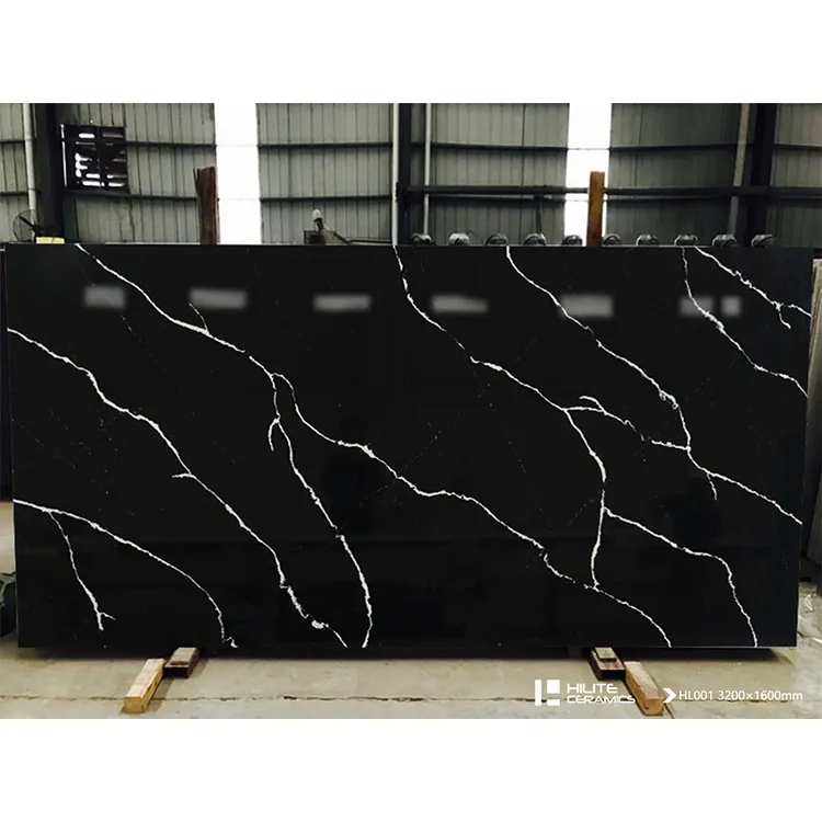 Scenari multipli 3200*1600mm piastrella grande in pietra di quarzo di marmo naturale nero