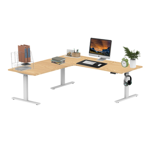 <strong>Three</strong> Motor White L Shaped Electric Curved Standing Desk Frame Height Adjustable Smart Office Ergonomic <strong>Computer</strong> <strong>Table</strong> - Product Image 1