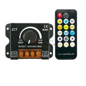 Manopola a striscia LED CCT a doppio colore Dimmer DC 5-24V 30A 2 canali a tensione costante PWM Dimming Controller del segnale con telecomando a 17 tasti RF - Product Image 1