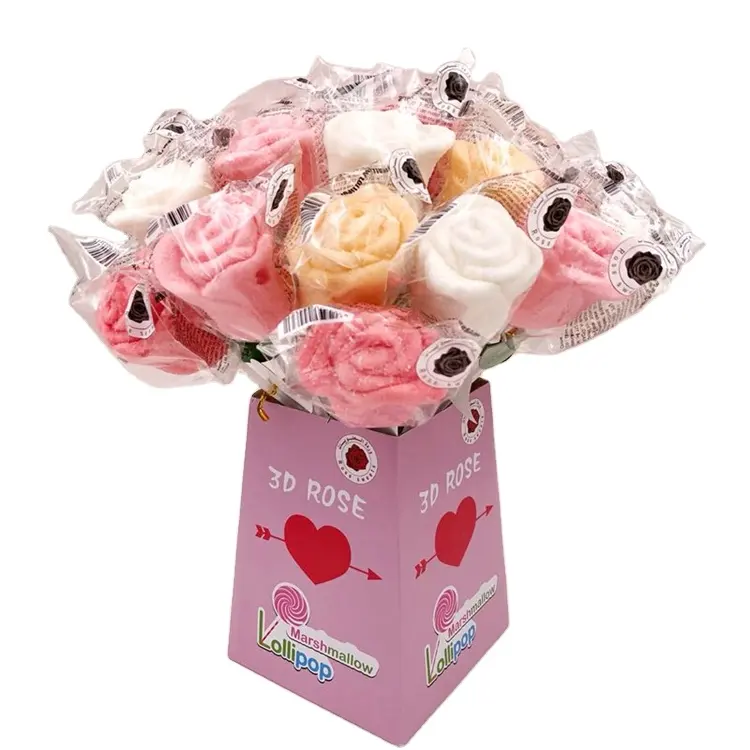 Фруктовый Ароматизированный красивый 3d Розовый зефир леденец конфеты с палочками