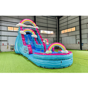 Factory Price <strong>rainbow</strong> Water Slide with Pool Toboggan Gonflable Commercial Pvc Inflatable with Slide - Product Image 1