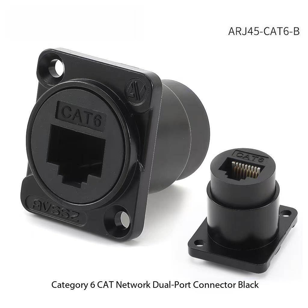 Cat6 RJ45 Inline Coupler Black Gigabit Ethernet Adapter