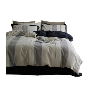 Hiện Đại Cổ Điển Nhật Bản Đơn Giản Sọc Bộ Đồ Giường Bốn Mảnh Bông Chăn Bìa Tấm Ga Giường Đặt Im Lặng Cho Mùa Xuân Ngoài Trời Phòng Khách - Product Image 5