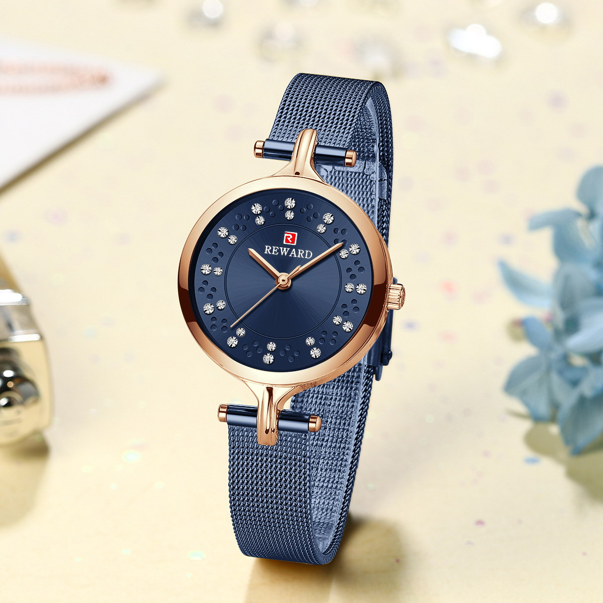 REWARD Watches Womens Fashion Luxury Diamond ladies Wristwatch Waterproof Casual Quartz Dress Watch Relogio Feminino
