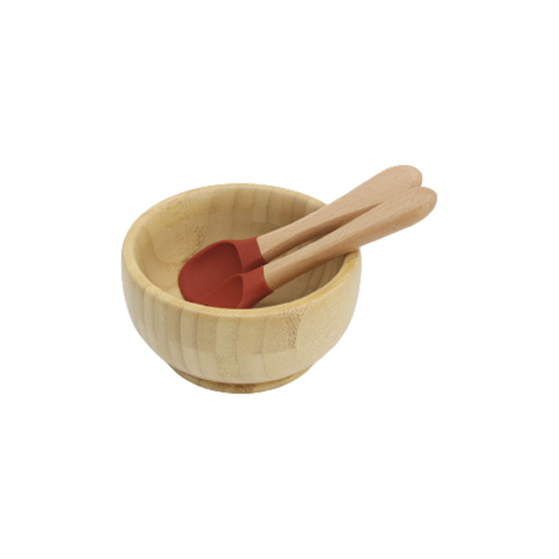 Bol en bambou avec cuillère et fourchette M-527#Brique réfractaire