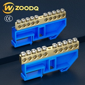 WZOODQ 12-Way 010 serisi pirinç DIN ray bara 6x9mm mavi taban elektrik bağlantı vida Terminal bloğu güç kutusu için - Product Image 1