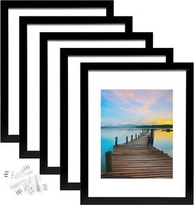Black White <strong>Poster</strong> Printing <strong>Frame</strong> <strong>8</strong>*<strong>10</strong> With Mat 11*14 Without Mat Durable Photo <strong>Frame</strong> Display Pictures for Home Wall Hanging - Product Image 1