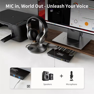 TESmart USB <strong>3</strong>.0 HDMI <strong>KVM</strong> <strong>Switch</strong> <strong>1</strong> Monitor 2 PCs Computers 4K@60Hz with L/R Audio &amp; Microphone EDID Emulators 2 Port <strong>KVM</strong> Dock