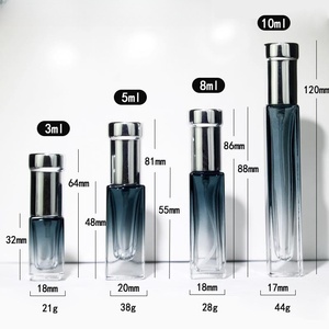 高度な3ml 5ml 10mlガラス香水瓶小型フラットスクエア勾配デザインポンプスプレーシール付き - Product Image 4