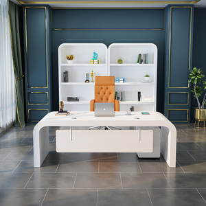 Modern Home Office <strong>Computer</strong> Table and Chair Combination <strong>Simple</strong> Fashion Boss <strong>Desk</strong> with Panel Wooden Furniture - Product Image 2