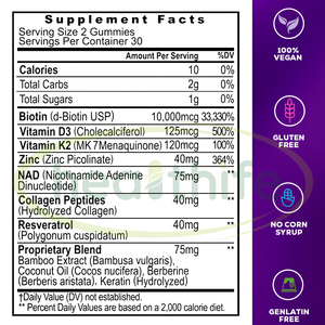 Oem dành cho người lớn NAD bổ sung Biotin chống lão hóa Gummy Collagen Keratin Kẽm Vitamin <span class=keywords><strong>K2</strong></span> D3 NAD + Gummies - Product Image 5