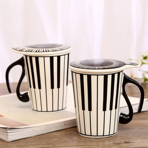 Z633 Music Mug Notes Piano Keyboard Ceramic <strong>Cup</strong> Porcelain Mug Coffee <strong>Cup</strong> with Cover Creative Gift <strong>Cup</strong> - Product Image 1