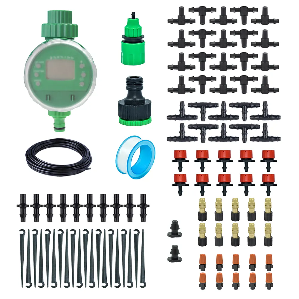 Kit di irrigazione a goccia per sistema di irrigazione da giardino da 20M Kit di irrigazione a goccia per tubi di distribuzione vuoti da 1/4 "attrezzatura per l'irrigazione automatica