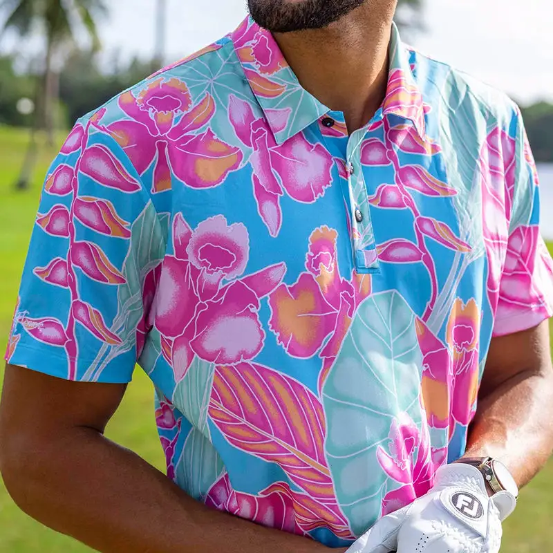 Vêtements de golf de haute qualité oem coolmax broderie 88% polyester 12% spandex polo de golf personnalisé par sublimation design slim fit pour hommes