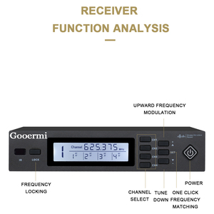 Gooermi ST704カラオケパーティー用のレシーバー電源スイッチ音量調整付き4チャンネルワイヤレスシステムマイクプロフェッショナル - Product Image 4