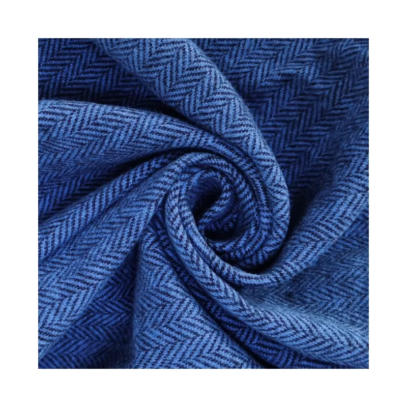 Polyester Cotton Stretch Plain-dyed Herringbone Knitted Jacquard Fabric for Garment Home Textile