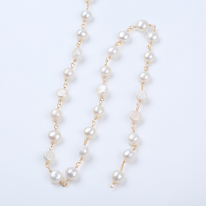 Natural Freshwater Pearl <strong>Chain</strong> Sold by Meter Size 10-<strong>11mm</strong> Pearl Stainless Steel <strong>Chains</strong> for Making Necklace Bracelet