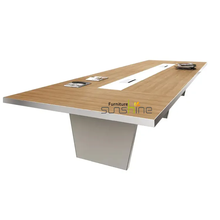 Mobiliário de escritório moderno, madeira modular mesa de reunião executiva 12 pessoas grande mesa de sala de conferência