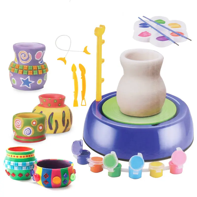 Детское гончарное колесо «сделай сам», игрушки для детей, Воздушная сухая глина для скульптурирования и Крафтовая краска, комплект для детей