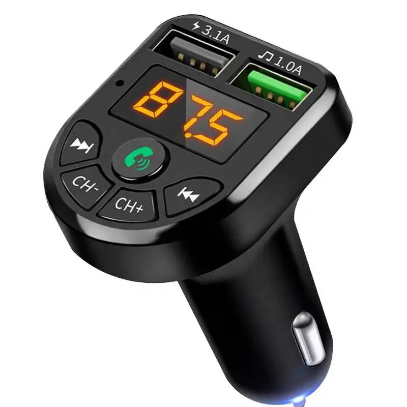 E5 FM Car Blue-tooth 5.0 FM Transmitter Wireless Handsfree Audio Receiver Auto Player For Mp3 Car