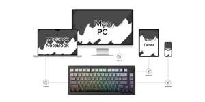 Akko MonsGeek M1W V3 VIA 75% Teclado para juegos retroiluminado RGB de 82 teclas Kit de teclado de aluminio mecánico de intercambio en caliente con perilla programable - Product Image 3