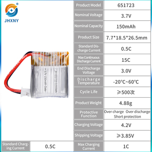 Pin Máy Bay Không Người Lái Pin Lipo 3.7V 150Mah Pin Sạc 20c 651723 741724 801723 Cho Máy Bay Không Người Lái Syma X2 Nihui <span class=keywords><strong>U207</strong></span> H8 Rc - Product Image 4