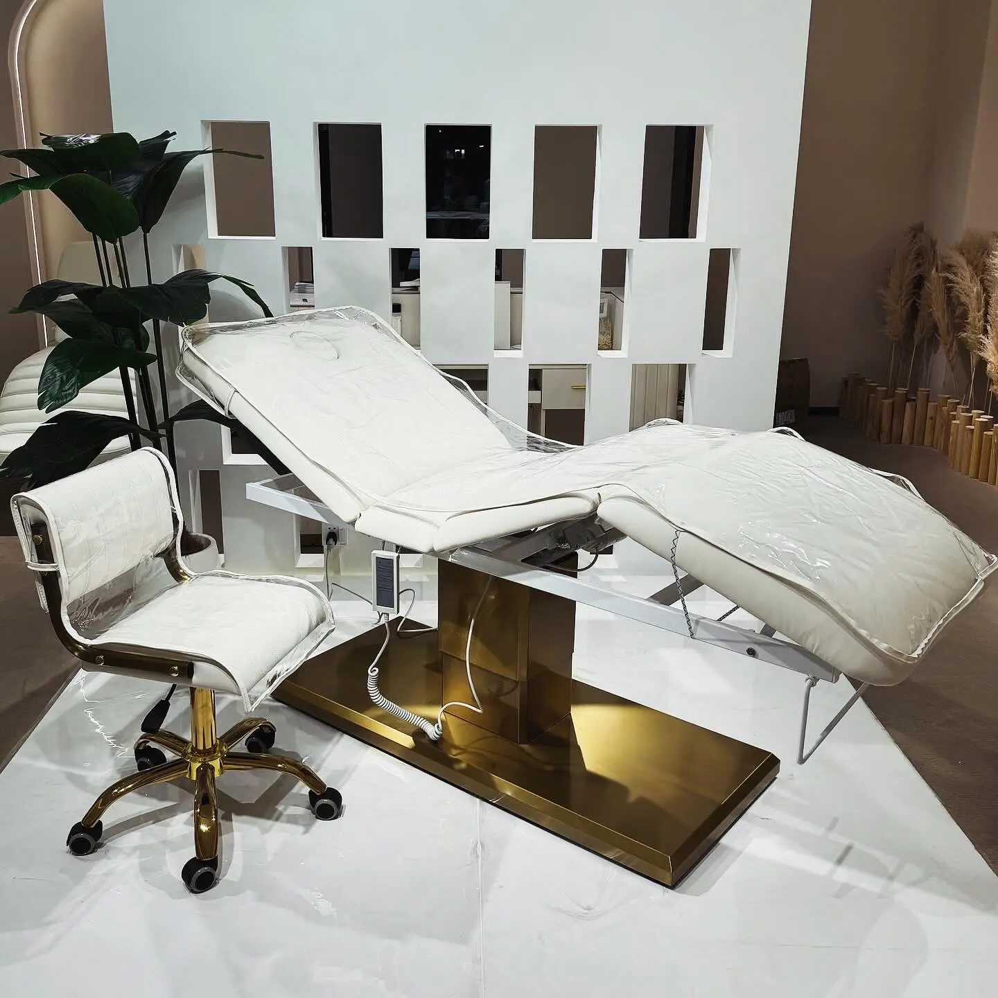 Yoocell letto elettrico bellezza verde letti massaggi di lusso spa salone di bellezza letto viso base oro