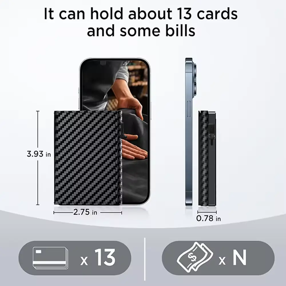 Leather minimalist smart wallet with magnetic function New arrival PU leather aluminum card case for men and women