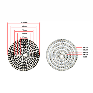 DC5V WS2812B Sk6812วงแหวน LED 5050พิกเซล RGB แบบสมาร์ทสามารถระบุที่อยู่ได้พร้อมโมดูลวงกลมสีดำขาวนำแสง - Product Image 2