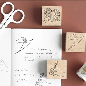 रेट्रो छोटे कार्टून स्क्रैपबुकिंग प्लानर रबर स्टांप सजावटी लकड़ी की सजावट लकड़ी कावी मोम सील स्टांप टेप परिवार - Product Image 2