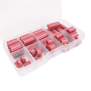 45Pcs/lot 2 54mm Pitch 1 2 3 4 5 6 7 8 9 Channel <strong>Way</strong> <strong>on</strong> Off Slide Type DIL Flat Dial Switch Red DIP Toggle Switch - Product Image 2