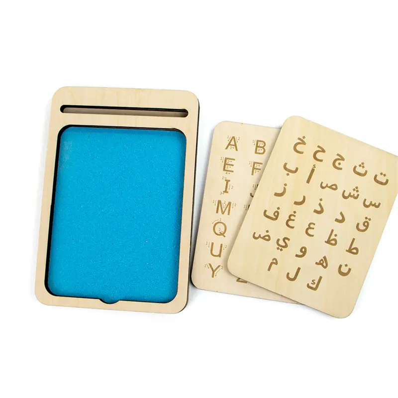 Meilleure vente en bois éducation en bois enfants montessori alphabet arabe conseil jouets sensoriels en bois pour enfants