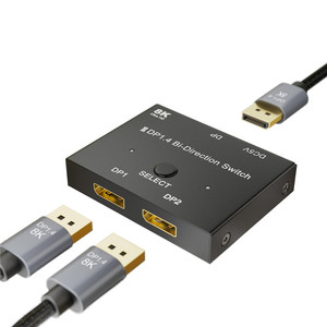 Conmutador DE PUERTO DE PANTALLA 8K, interruptor manual bidireccional, conmutador Displayport de Salida 2 en 1, conmutador bidireccional DP 1,4 DP