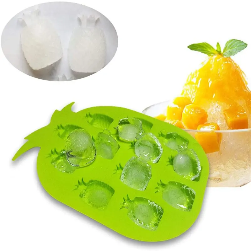Penjualan laris cetakan kubus es krim silikon kualitas makanan bentuk nanas untuk membuat nampan es batu untuk pembuat es