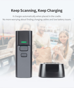 Manos Libres Mini 2D Bluetooth Escáner de código de barras Lector de código QR con soporte de carga - Product Image 4