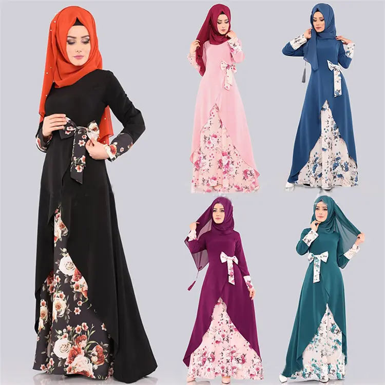 Commercio all'ingrosso di moda moderna abbigliamento islamico turchia abiti da sera lussuosa gonna con paillettes Abaya caftano abito islamico musulmano