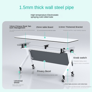 Moderne Opvouwbare Trainingstafel Met Uitschuifbaar Ontwerp Beweegbaar Bureau En Stoelcombinatie Metalen Frame - Product Image 2