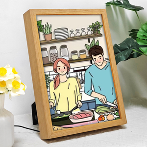 Hot bán tùy chỉnh LED ánh sáng ban đêm 3D khung ảnh bằng gỗ với 3 màu sắc nghệ thuật Deco Thiết kế hộp bóng cho các cặp vợ chồng phòng ngủ trang trí nội thất đèn - Product Image 5