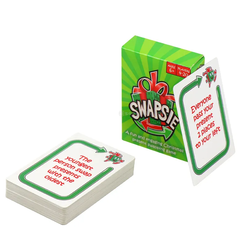 Design personalizado Diversão e Envolvendo Natal Presente Trocando Jogo Impressão Swapsy Card Game Fabricante