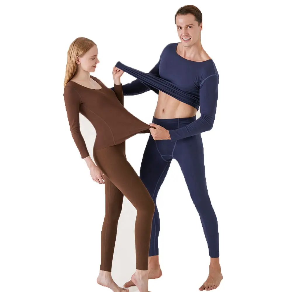 Ensemble de 2 pièces, sous-vêtements thermiques longs et fins pour homme et femme, vêtements chauds, en nylon, combinaison thermique, pour l'hiver