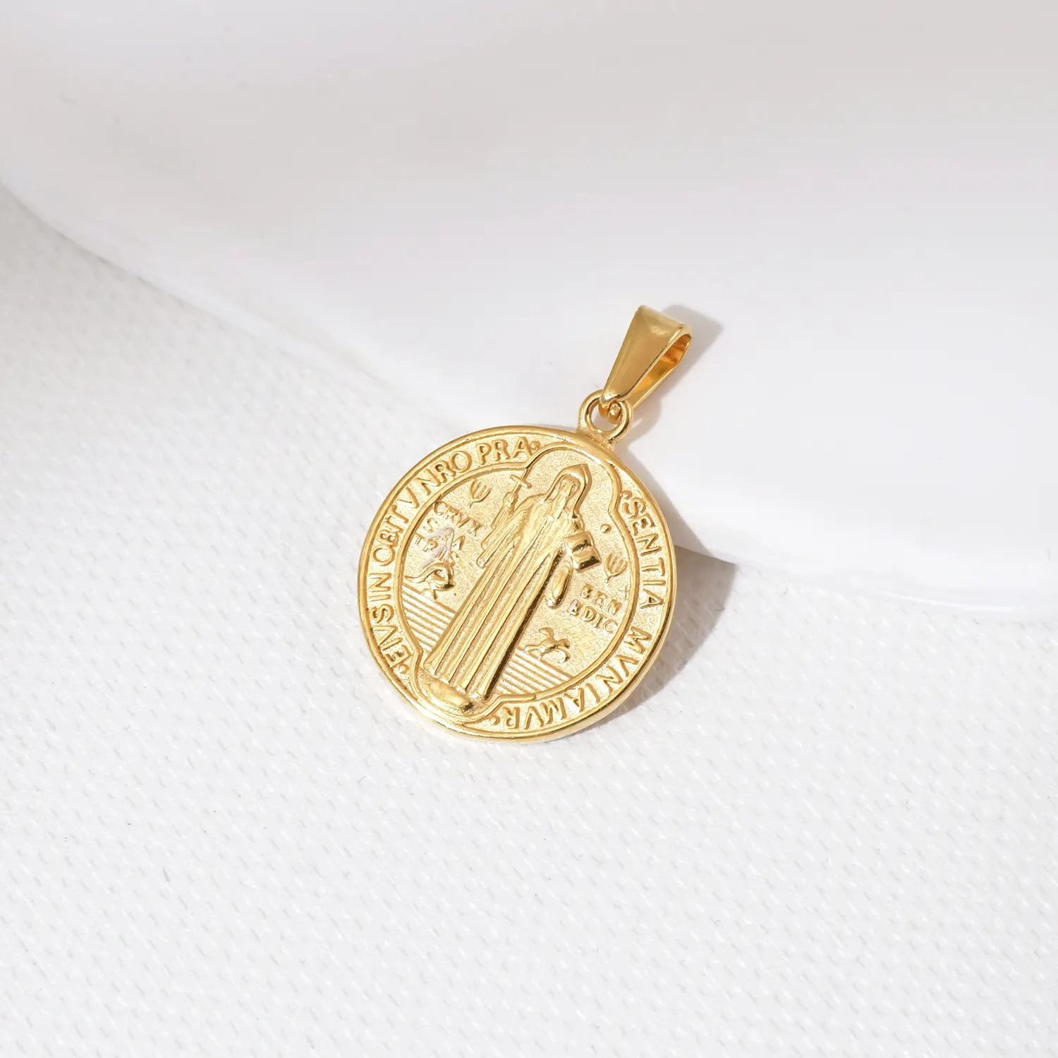 San Benito liontin emas baja tahan karat St Benedict medali perlindungan Yesus liontin untuk pria membuat perhiasan pesona