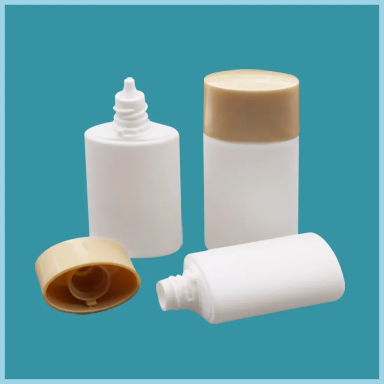 Botella de plástico PP PE para loción corporal, envase de cosméticos para crema solar, protector solar, con tapa de color, 20g, OEM