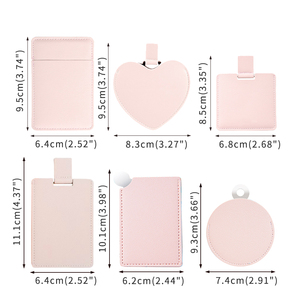 Espejo de maquillaje de acero inoxidable irrompible, pequeño espejo de bolsillo de mano con marco de PU Rectangular para bolso de viaje - Product Image 5