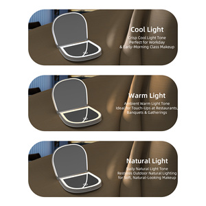 Nhỏ gọn nhỏ món quà nhỏ Vanity Bảng Gấp Đèn LED cầm tay cầm tay Túi trang điểm gương 2X Magnifying - Product Image 4