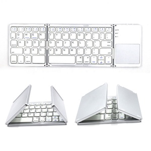 Mini teclado Bluetooth inalámbrico plegable de aleación de aluminio, teclado táctil portátil recargable para Android IOS Wins