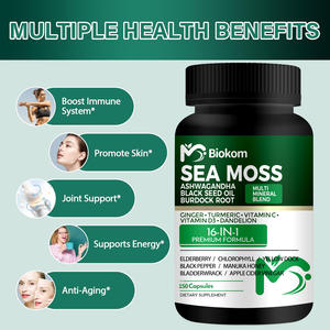 Biokom OEM Private Label17500mg Capsules de mousse de mer d'Irlande avec ashwagandha, huile de graines noires, racine de bardane et curcuma - Product Image 5