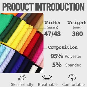 Bán buôn Polyester Spandex 2x2 dệt kim gân vải spandex đàn hồi căng cho áo Cuff cổ áo HEM thể thao may mặc - Product Image 2